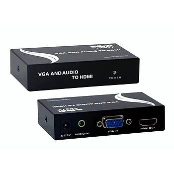 S-Link SL-VHC11 VGA to HDMI Diþi-Diþi Siyah Dönüþtürücü Adaptör