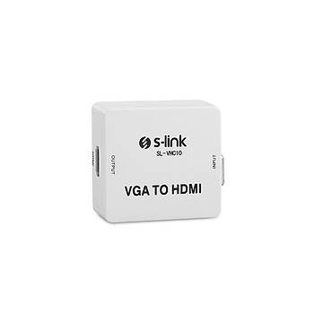 S-Link SL-VHC10 VGA to HDMI Diþi-Diþi Beyaz mini Dönüþtürücü Adaptör