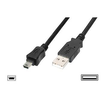 Digitus AK-300108-018-S 1.8 Mt USB 2.0 to mini USB 5 Pin Erkek-Erkek AWG28 UL USB 2.0 Kablo