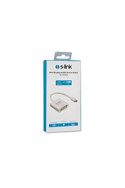 S-Link SL-MDA40 mini DISPLAY PORT to DVI 24+5 Active Erkek-Dişi Dönüştürücü Adaptör