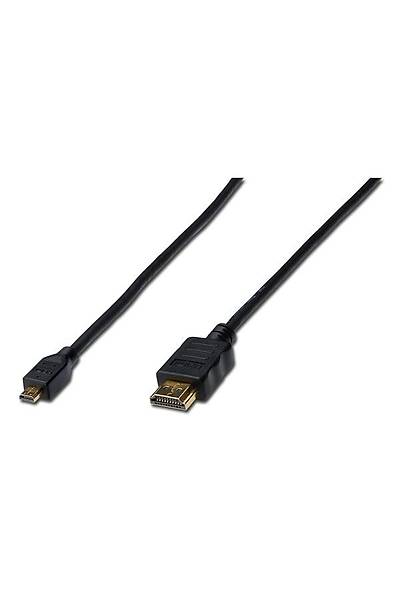 Digitus AK-330109-020-S 2 Mt micro HDMI to HDMI Erkek-Erkek v1.4 2160p 4K 3 Zrhl Altn Ulu Kablo