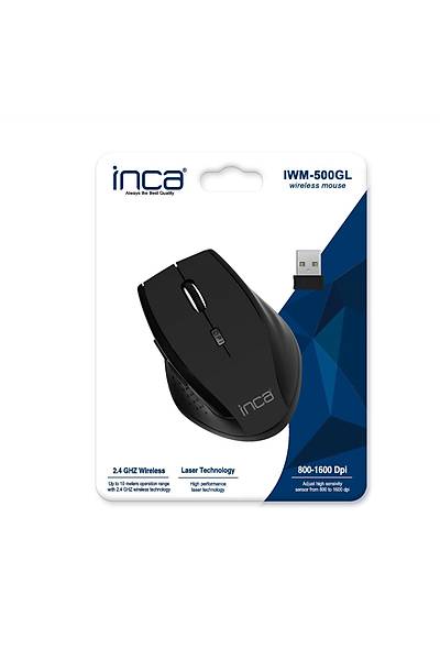 Inca IWM-500GL 2.4Ghz 1600Dpi Siyah Kablosuz Mouse