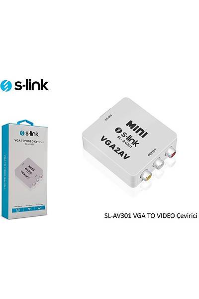 S-Link SL-AV301 VGA to S VIDEO Dii-Dii Beyaz Streo Ses Dntrc Adaptr