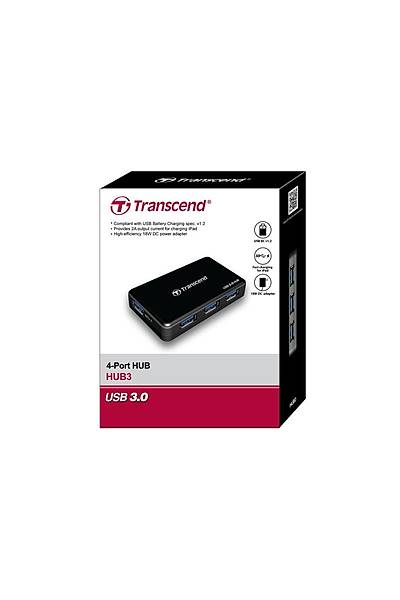 Transcend TS-HUB3K USB 3.0 to 4 Port USB 3.0 Siyah USB oklayc