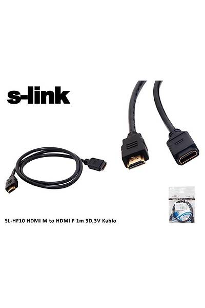 S-Link SL-HF10 1 Mt HDMI  to HDMI 3D 3V Erkek-Dişi HDMI Uzatma Kablosu