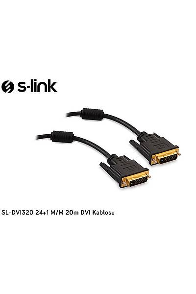 S-Link SL-DVI320 20 Mt DVI to DVI 24+1 Erkek-Erkek Siyah DVI Görüntü Kablosu