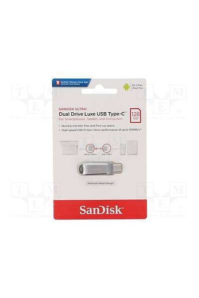 Sandisk SDDDC4-128G-G46 128 GB Dula USB 3.1 Gen - Type C Drive Luxe USB Flash Bellek