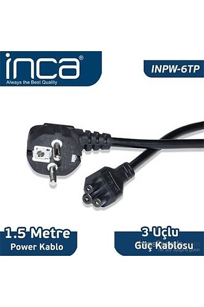 Inca INPW-06TP 1.5 Mt 3x0.75mm 90 Derece Notebook Power Kablosu
