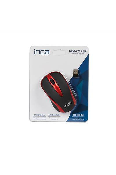 Inca IWM-221RSK 1600 Dpi 3 Tuşlu Siyah Kırmızı Kablosuz Mouse