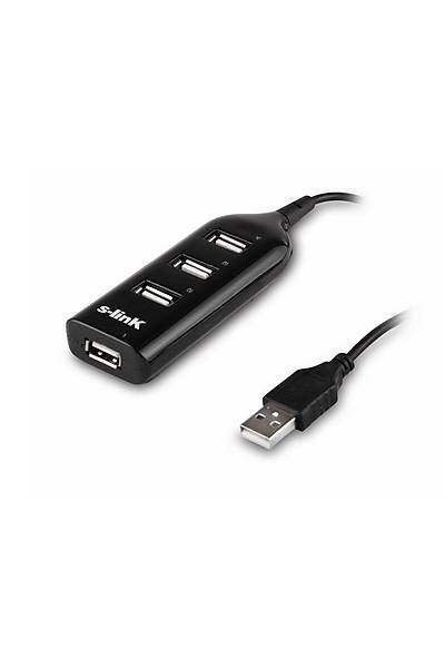 S-Link SL-490 USB 2.0 to 4 Port USB 2.0 Siyah USB Çoklayıcı Hub