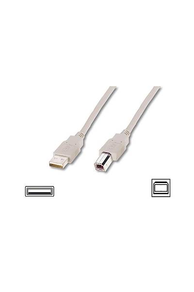 Digitus AK-300102-030-E 3 Mt USB 2.0  to USB 2.0 Tip B Erkek-Erkek AWG28 USB 2.0 Bej Yazc Kablosu