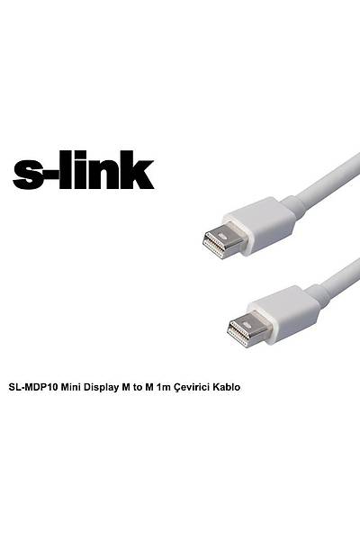 S-Link SL-MDP10 1 Mt mini DISPLAY PORT to mini DISPLAY PORT Erkek-Erkek Beyaz Görüntü Kablosu
