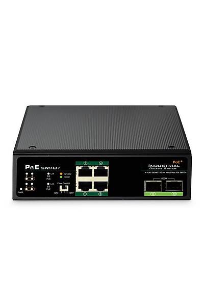 Digitus DN-651109 4 Port Gigabit PoE+ 2 Port SFP Endstriyel PoE Switch