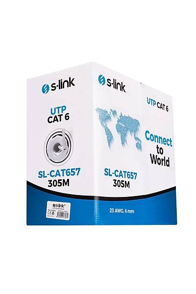 S-Link SL-CAT657 305 Mt UTP 23AWG CAT6 Gri Network Data Kablosu