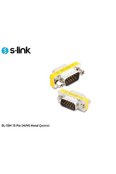 S-Link SL-15M VGA to VGA Erkek-Erkek 15 Pin Metal VGA Ek Adaptr