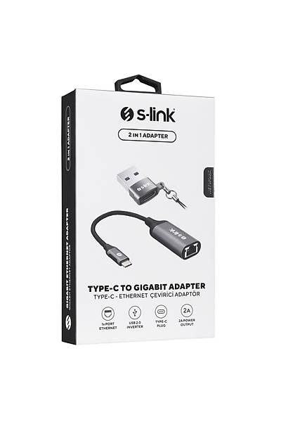 S-Link Swapp SW-U3305 USB Type C & USB 2.0 to RJ45 Gigabit Usb Ethernet Adaptr