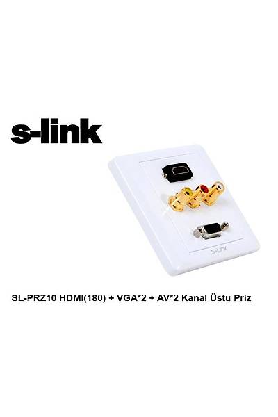 S-Link SL-PRZ10 HDMI 180 VGA 2 AV 2 Kanal Sıva Altı Üstü Priz Kapağı
