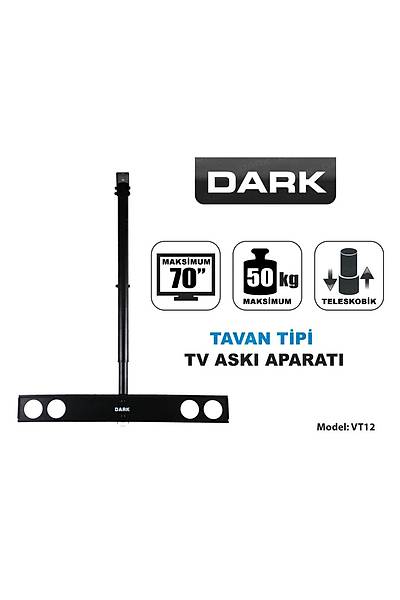 Dark DK-AC-VT12 VT12 37 - 70 inch Yükseklik Ayarlı Hareketli Tavan Tipi Tv Askı Aparatı