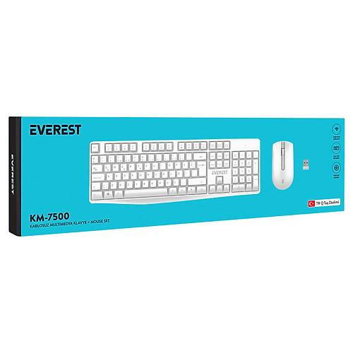 Everest KM-7500 Q TR Multimedia Beyaz Kablosuz Klavye Mouse Set