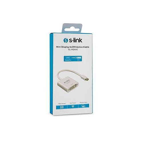 S-Link SL-MDA40 mini DISPLAY PORT to DVI 24+5 Active Erkek-Dii Dntrc Adaptr