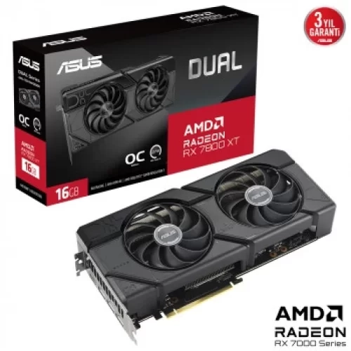 Asus DUAL-RX7800XT-O16G 16 GB GDDR6 Radeon RTX 7800 XT OC 256Bit AMD Ekran Kart