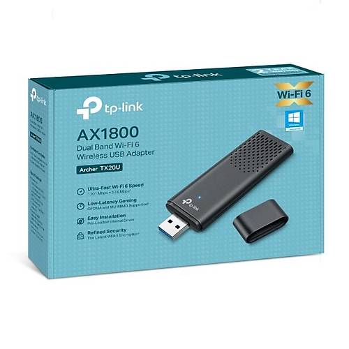 Tp-Link ARCHER TX20U AX1800 Dual Band Wi-Fi 6 USB Kablosuz A Adaptr