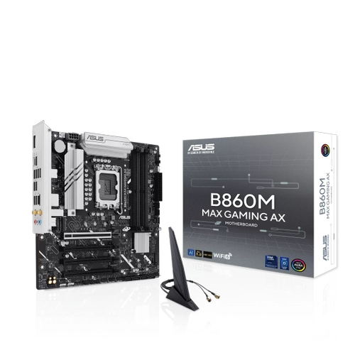Asus B860M MAX GAMING AX Sc-1851 DDR5 8666Mhz 3xM2 2x2 WiFi6 2.5Gbit LAN mATX INTEL Anakart