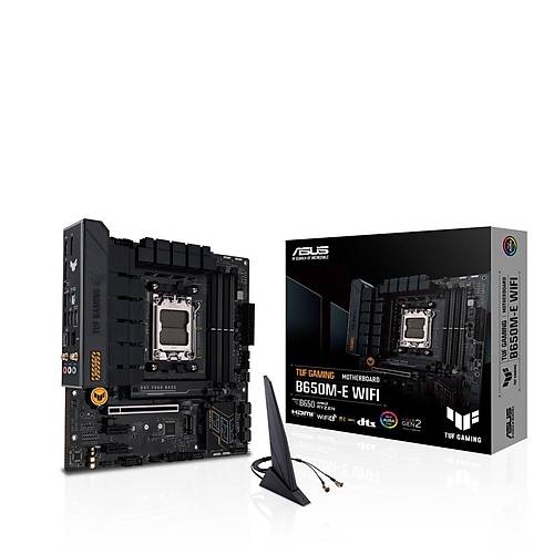 Asus TUF GAMING B650M-E WIFI Sc-AM5 B650 DDR5 6400Mhz 2xM2 Wi-Fi 2.5Gbit Aura RGB mATX AMD Anakart