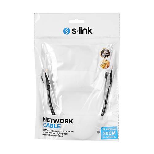 S-Link SL-CAT6030BK 0.30 Mt CAT6 UTP AWG24 Siyah Patch Cord Kablo