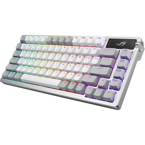 Asus M701 ROG AZOTH/NX SNOW/PBT/UK Q ENG Beyaz Gasket Monut 3 3 Mod Ba�lant�l� Oyuncu Klavyesi