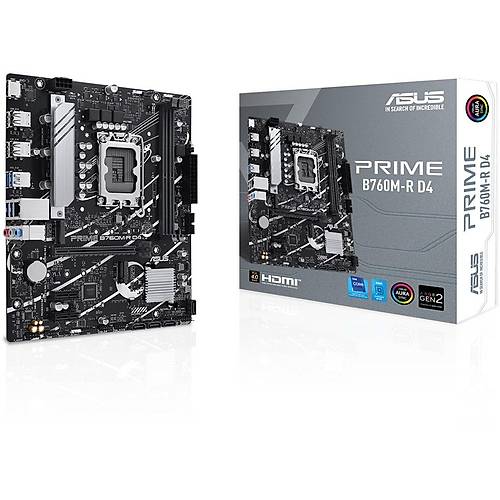 Asus PRIME B760M-R D4 Sc-1700 B760 DDR4 5333Mhz 2xM2 2.5Gbit AURA RGB mATX INTEL Anakart