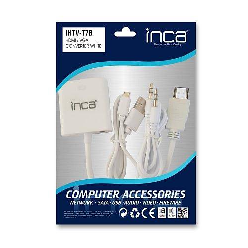 Inca IHTV-7TB HDMI to VGA Erkek-Dii Aktif Beyaz Dntrc Adaptr