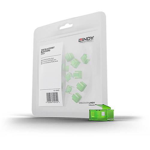 Lindy LIN-40473 20 li Paket RJ45 Yeil Renk Ethernet Port Kilidi