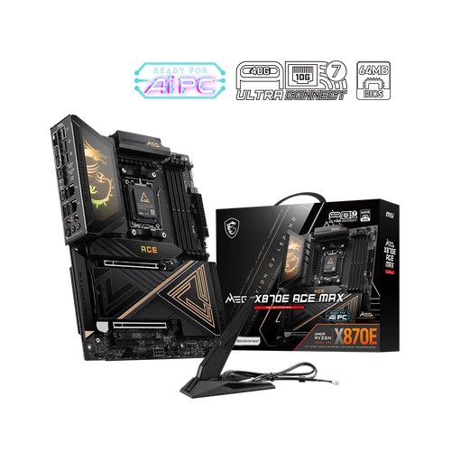 Msi MEG X870E ACE MAX Sc-AM5 DDR5 8400MHz 5xM2 5-10Gbit Wi-Fi 7 RGB ATX AMD Anakart