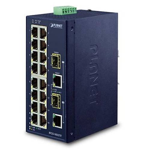 Planet PL-IFGS-1822TF 16 Port 10/100TX 2 Port Gigabit TP/SFP Combo Endstriyel Switch