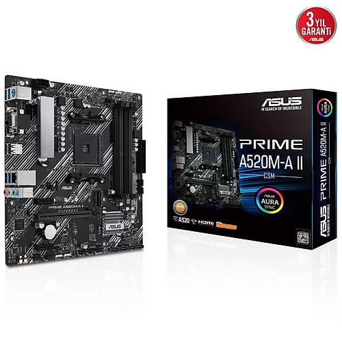 Asus PRIME A520M-E CSM Ac-AM4 A520 DDR4 4400Mhz M.2 USB3.2 mATX AMD Anakart