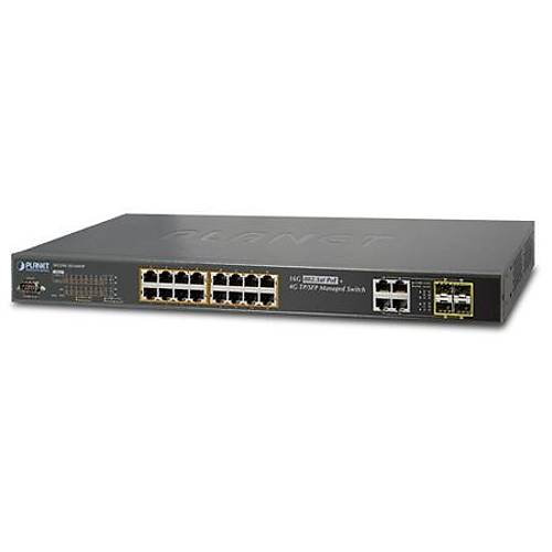 Planet PL-WGSW-20160HP 16 Port Gigabit PoE+ 4 Port SFP 230W L2 Ynetilebilir PoE Switch