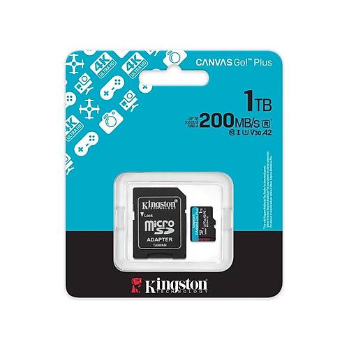 Kingston SDCG4/1TB 1 TB Canvas Go Plus GEn4 200Mb/s  A2 U3 V30 microSD Kart