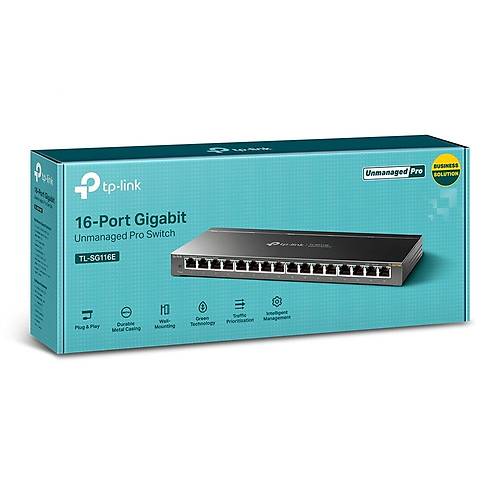 Tp-Link TL-SG116E 16 Port Gigabit Unmanaged Pro Ynetilebilir Switch