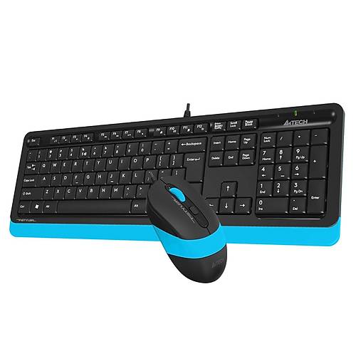 A4 Tech F1010 Q TR USB Multimedia Kablolu Mavi Klavye Mouse Seti