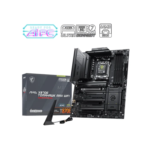 Msi MAG X870E TOMAHAWK MAX WIFI Sc-AM5 DDR5 8400MHz 4xM2 5Gbit Wi-Fi7 RGB ATX AMD Anakart
