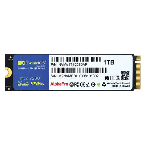 Twinmos NVME1TB2280AP 1 TB 3600-3250Mb-s M.2 PCIe Gen3 NVMe 22x80 3DNAND SSD Harddisk