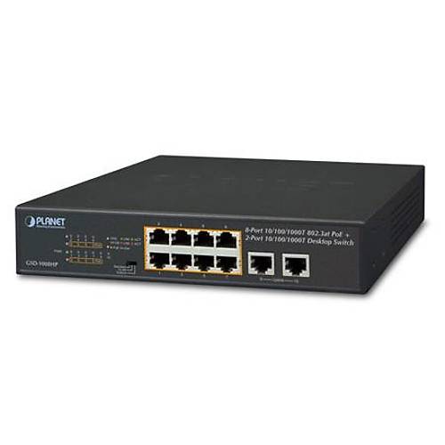 Planet PL-GSD-1008HP 8 Port 1000T PoE+ 2 Port Gigabit 120W PoE+ Masast Switch