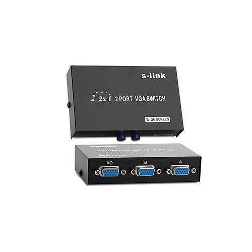 S-Link SL-152C 2 Port 1 PC 2 Monitr VGA Grnt oklayc