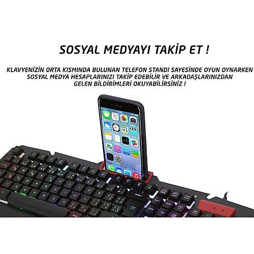 Everest KB-R800 USB Q TR METAFOR G�kku�a�� Ayd�nlatmal� Metal Y�zel Kablolu Oyuncu Klavyesi
