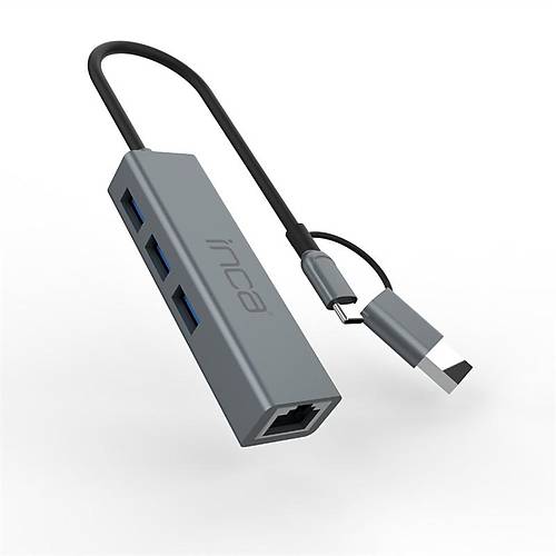Inca IUTP-03T USB Type C USB 3.0 to RJ45 Gigabit 3 Port USB 3.0 Ethernet Adapt�r�