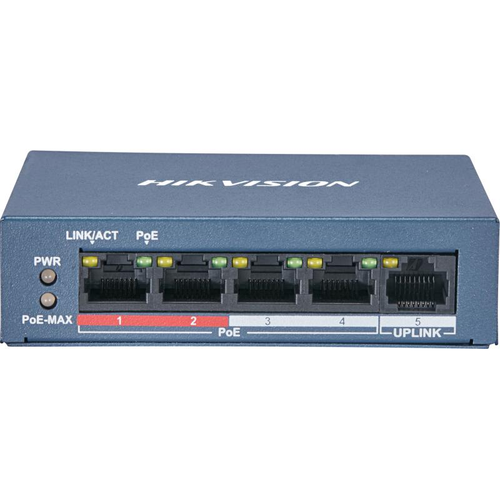 Hikvision DS-3E0105P-E/M(B) 4 Port 10/100Mbps PoE 1 Port Uplink 30W Masast PoE Switch