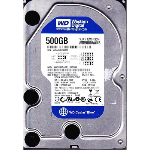 Western Digital WD5000AAKB 500 GB 7200Rpm 16MB IDE 3.5 inch IDE Blue Bilgisayar Harddisk
