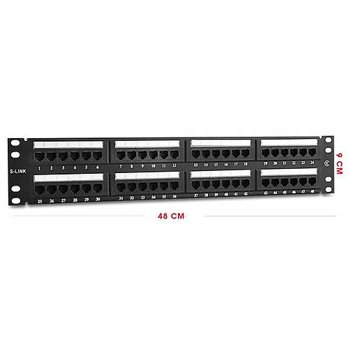 S-Link SL-P648 48 Port CAT6 2U Siyah Dolu Patch Panel