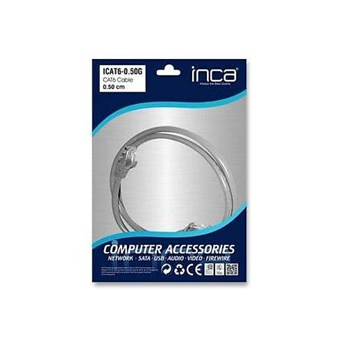 Inca ICAT6-050G 0.50 Mt CAT6 UTP AWG23 Gri Patch Cord Kablo